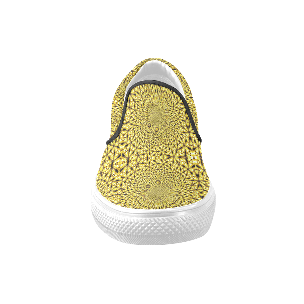 Golden Metallics Lights Kaleidoscope Mandala 1 Slip-on Canvas Shoes for Men/Large Size (Model 019)