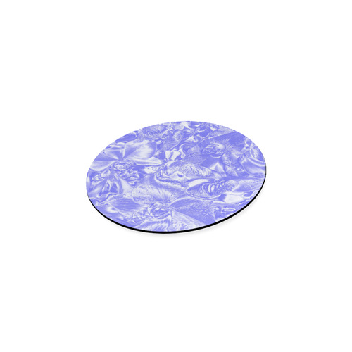Shimmering floral damask,  blue Round Coaster