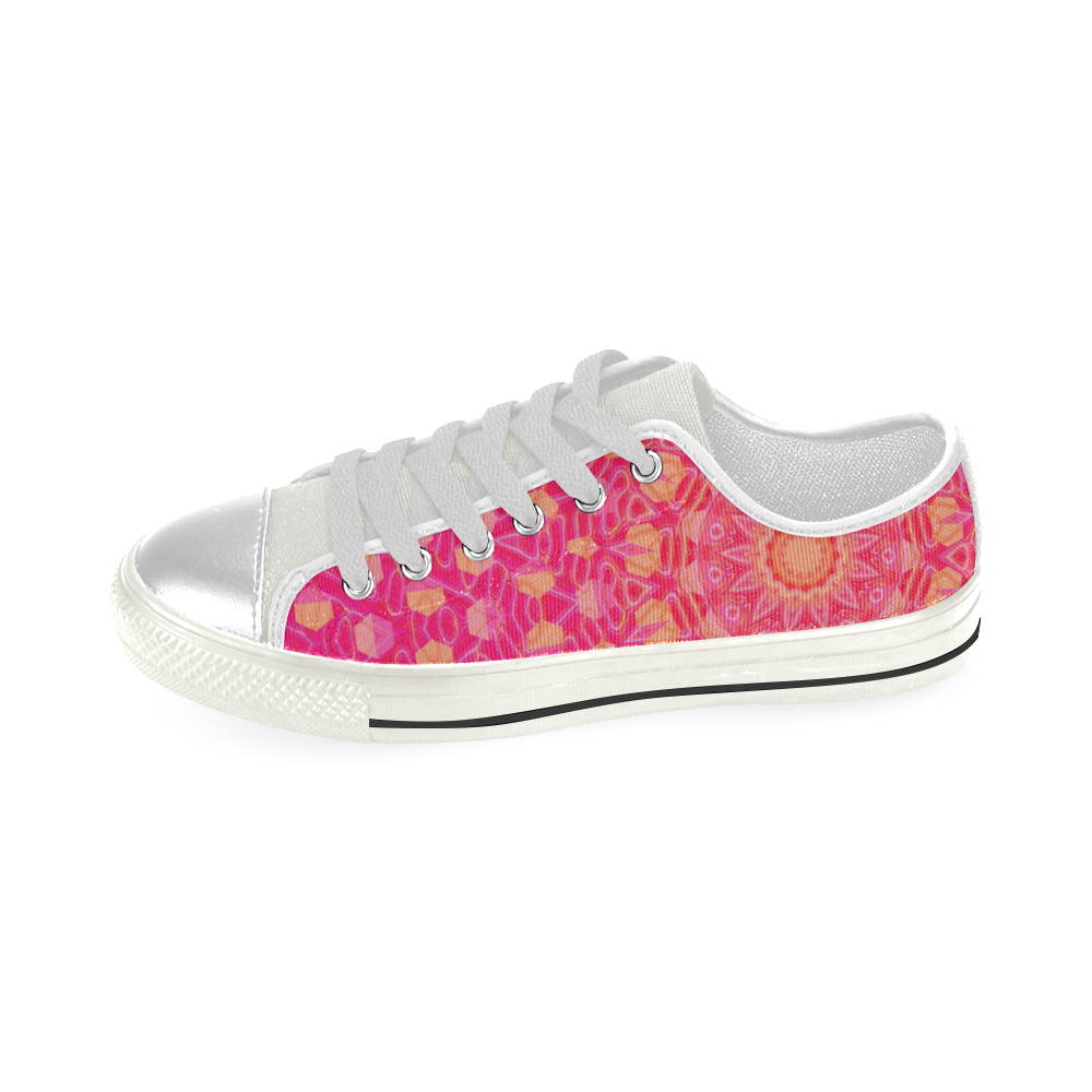 Pink Orange and Rose Fractal Abstract Flower Canvas Women's Shoes/Large Size (Model 018)