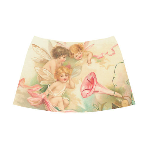Vintage valentine cupid angel hear love songs Mnemosyne Women's Crepe Skirt (Model D16)