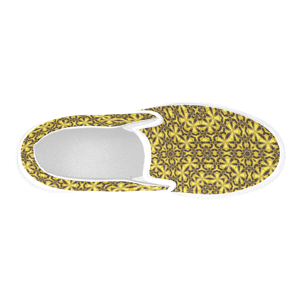 Golden Metallics Lights Kaleidoscope Mandala 4 Men's Slip-on Canvas Shoes (Model 019)