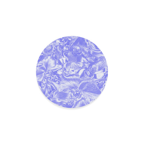 Shimmering floral damask,  blue Round Coaster