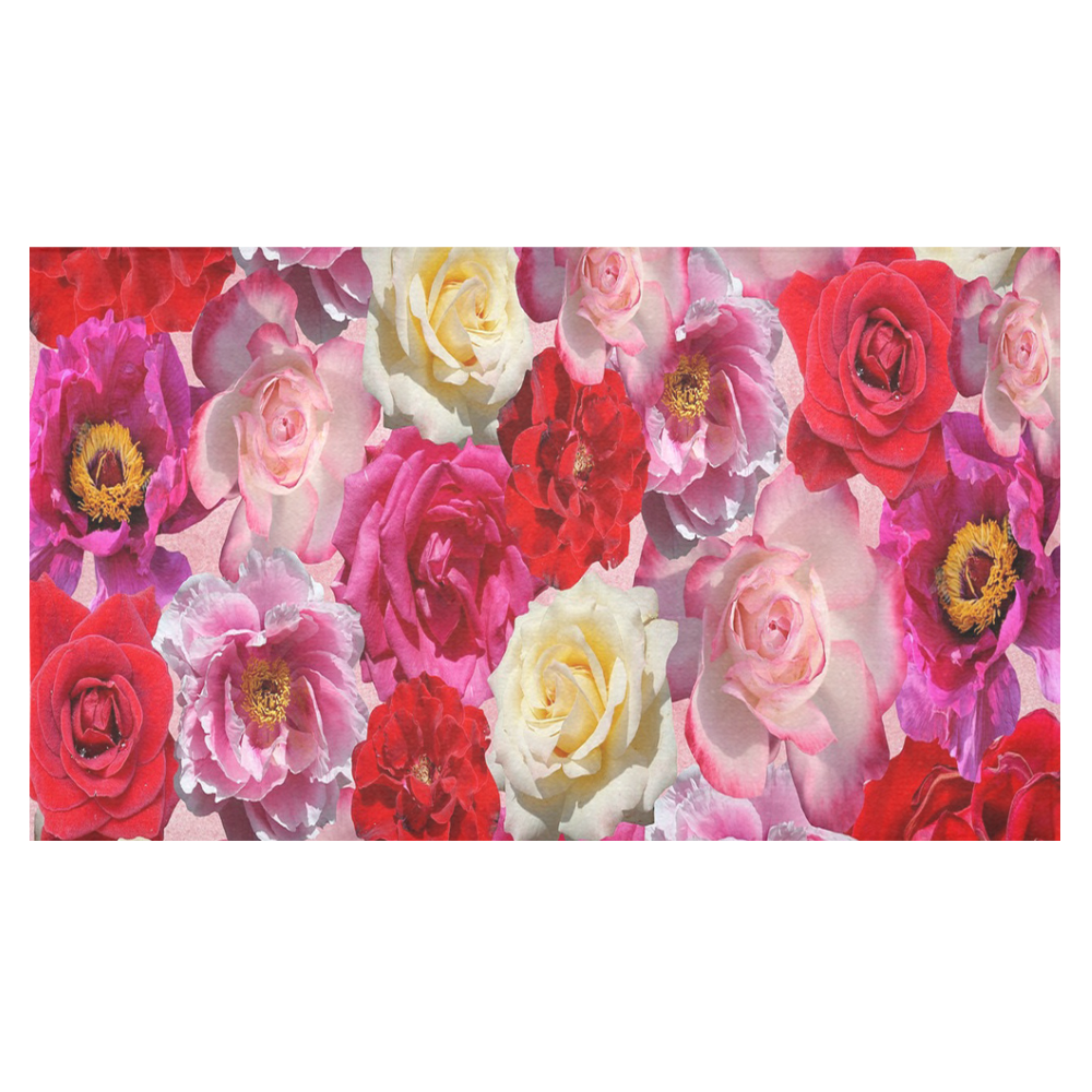 Bed Of Roses Cotton Linen Tablecloth 60"x 104"