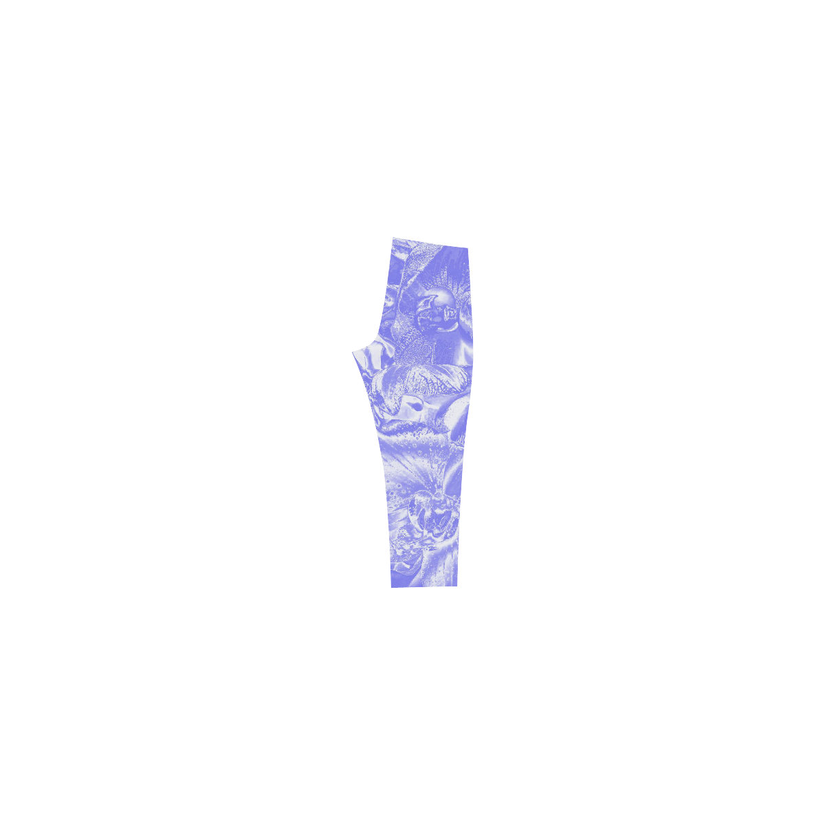 Shimmering floral damask,  blue Capri Legging (Model L02)