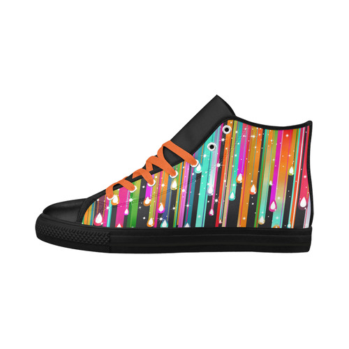 Stars & Stripes Shower multicolored Aquila High Top Microfiber Leather Women's Shoes/Large Size (Model 032)