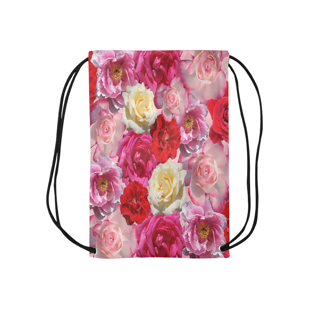 Bed Of Roses Small Drawstring Bag Model 1604 (Twin Sides) 11"(W) * 17.7"(H)