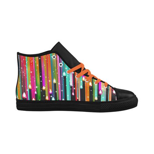 Stars & Stripes Shower multicolored Aquila High Top Microfiber Leather Women's Shoes/Large Size (Model 032)