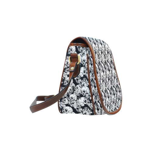 skull pattern, black and white Saddle Bag/Small (Model 1649) Full Customization