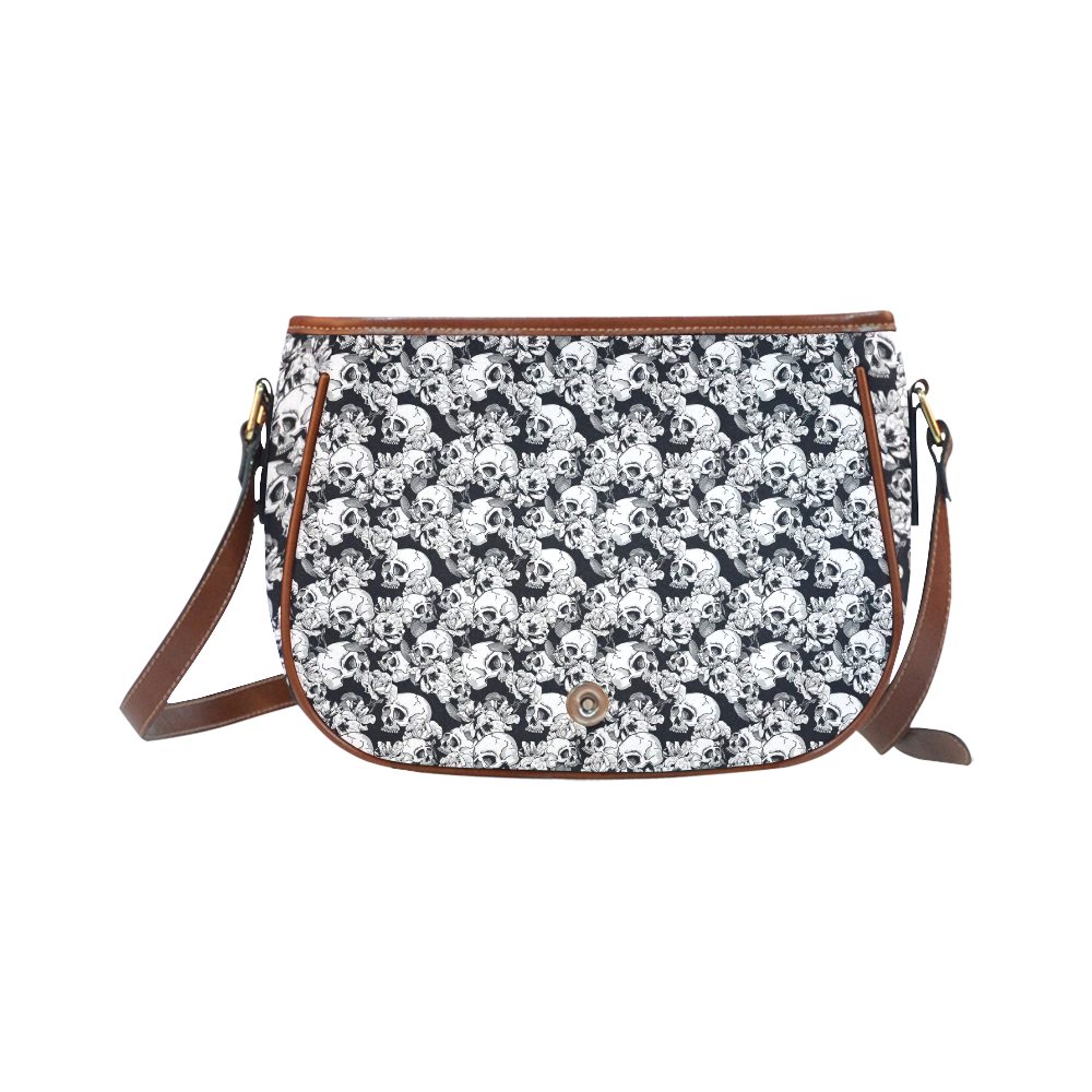 skull pattern, black and white Saddle Bag/Small (Model 1649) Full Customization