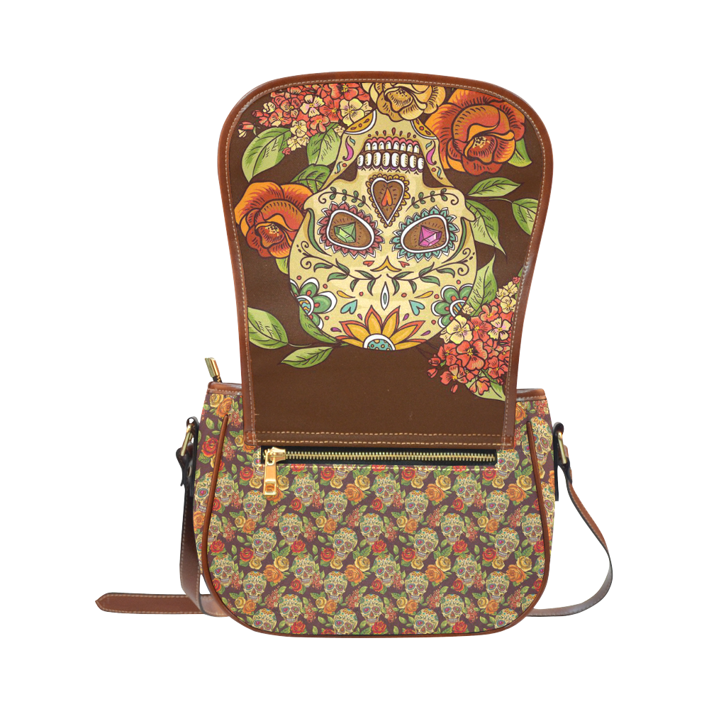 sugar skull pattern Saddle Bag/Small (Model 1649) Full Customization