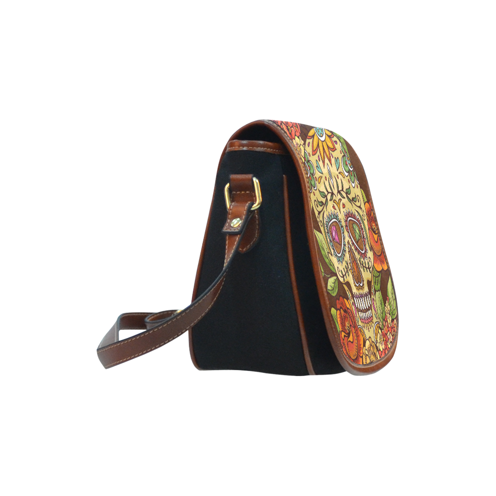 sugar skull Saddle Bag/Small (Model 1649)(Flap Customization)