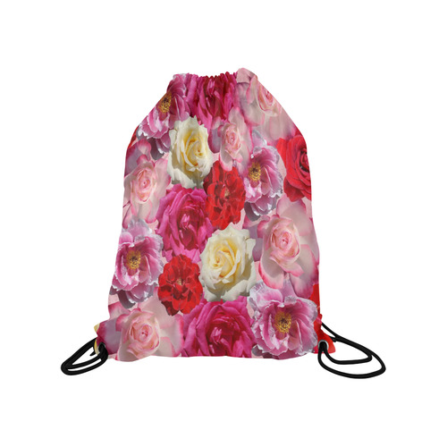 Bed Of Roses Medium Drawstring Bag Model 1604 (Twin Sides) 13.8"(W) * 18.1"(H)
