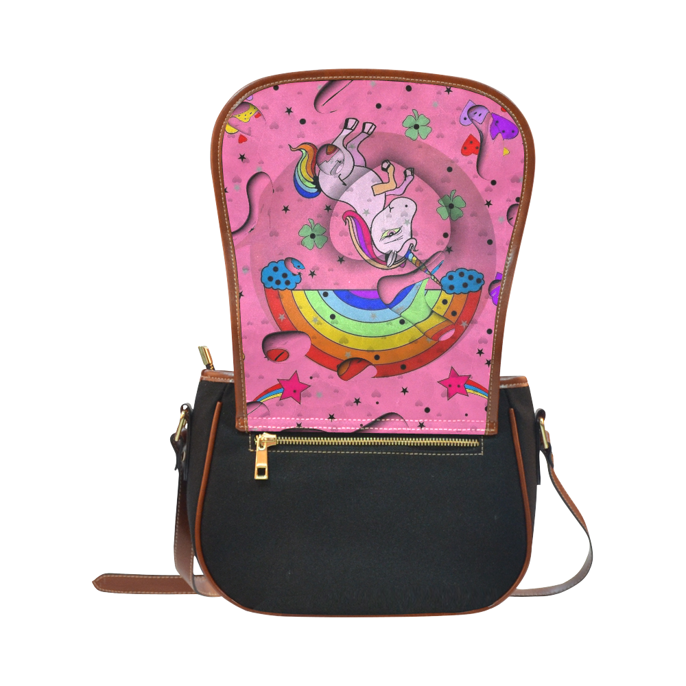 Unicorn Popart by Nico Bielow Saddle Bag/Small (Model 1649)(Flap Customization)