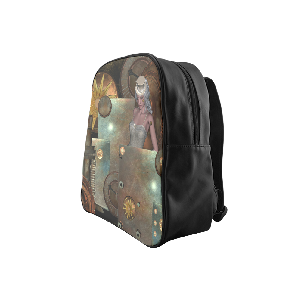 Steampunk, rusty metal and clocks and gears School Backpack (Model 1601)(Small)