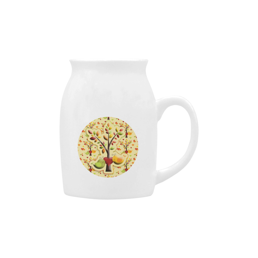Autumn BIG LOVE Pattern TREEs, BIRDs and HEARTS Milk Cup (Small) 300ml