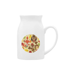 Autumn Leaves Pattern + HEDGEHOG FOX SQUIRREL Milk Cup (Large) 450ml
