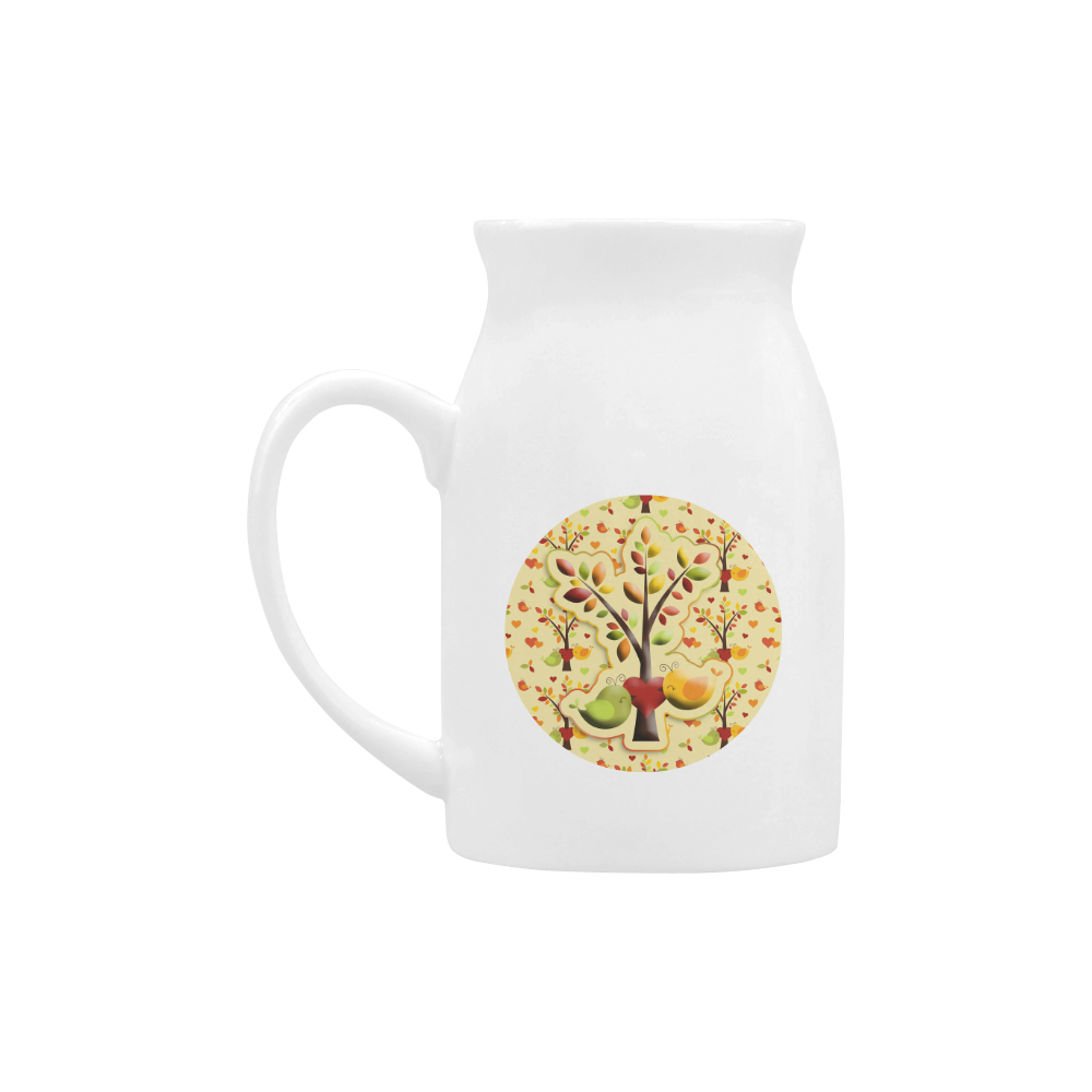 Autumn BIG LOVE Pattern TREEs, BIRDs and HEARTS Milk Cup (Large) 450ml