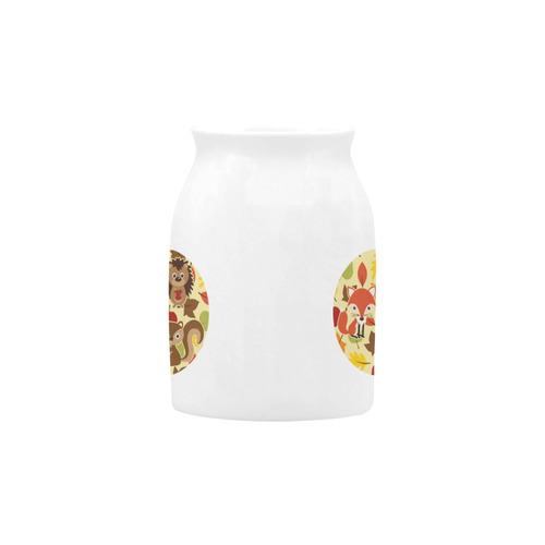Autumn Leaves Pattern + HEDGEHOG FOX SQUIRREL Milk Cup (Small) 300ml