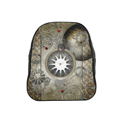 Steampunk, noble design, clocks and gears School Backpack (Model 1601)(Small)