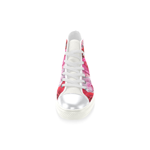 Bed Of Roses High Top Canvas Women's Shoes/Large Size (Model 017)