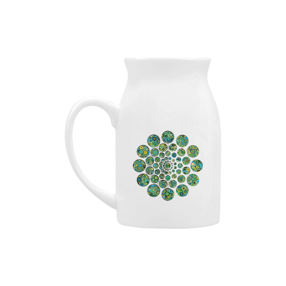 Flower Power CIRCLE Dots in Dots cyan yellow black Milk Cup (Large) 450ml