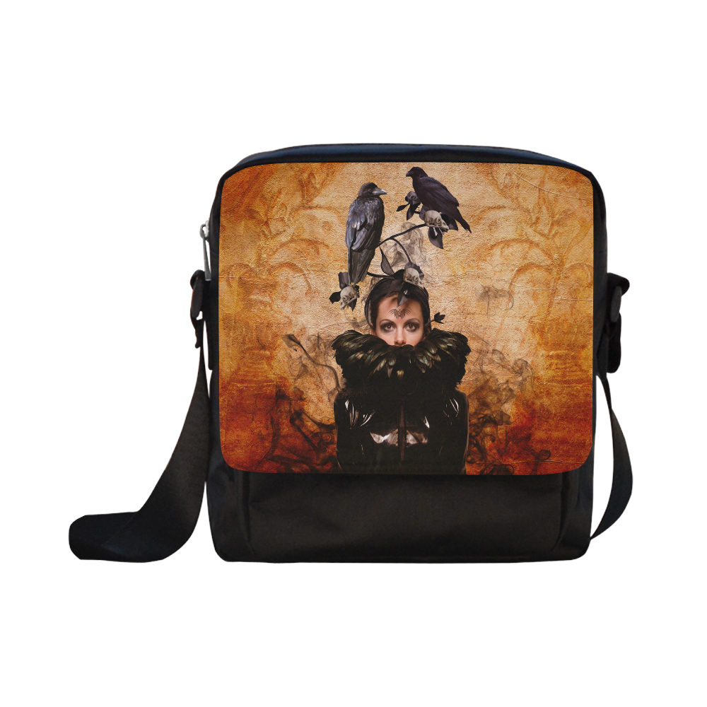 Crow Woman in Modern Times as Spirit Guide Crossbody Nylon Bags (Model 1633)