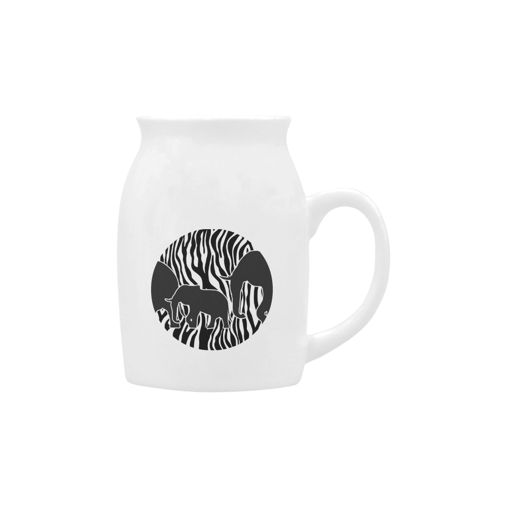 ELEPHANTS to ZEBRA stripes black & white Milk Cup (Small) 300ml