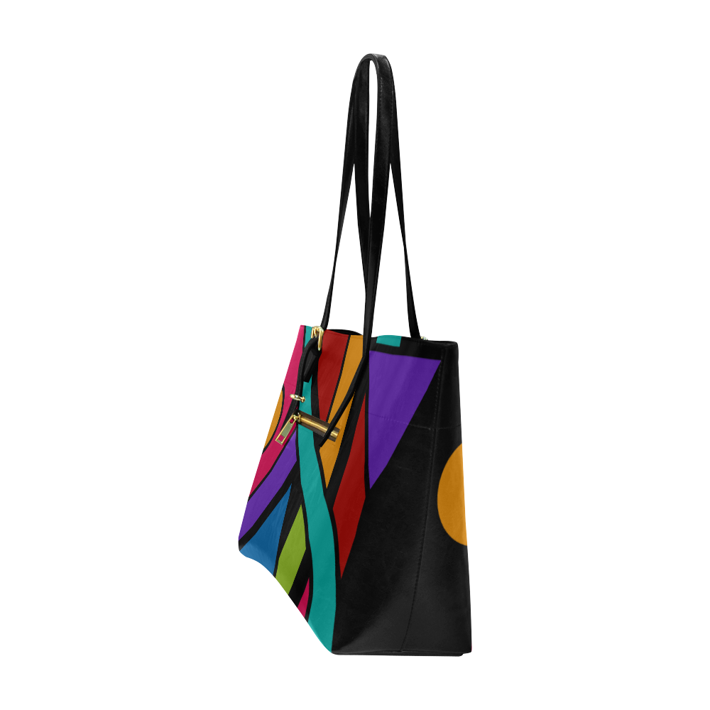 Colored Geometric Art Stripes Triangles Dots Euramerican Tote Bag/Large (Model 1656)
