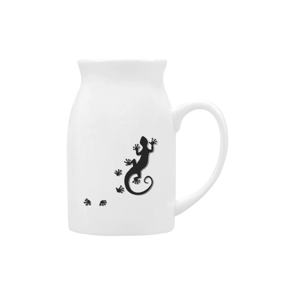 RUNNING GECKO with footsteps black Milk Cup (Large) 450ml