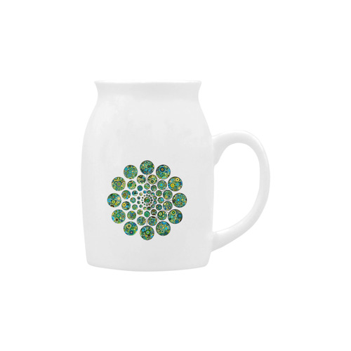 Flower Power CIRCLE Dots in Dots cyan yellow black Milk Cup (Small) 300ml