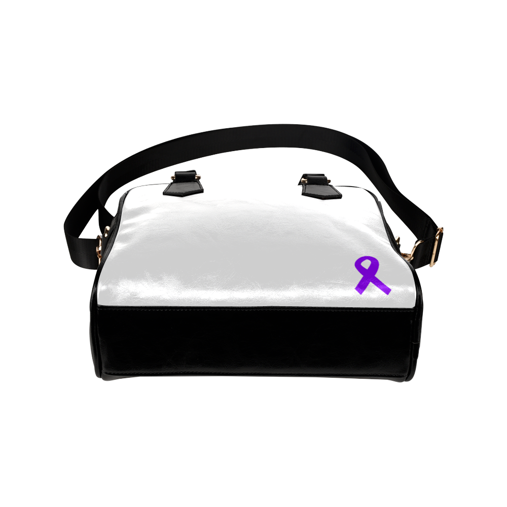 White bag purple ribbon Shoulder Handbag (Model 1634)