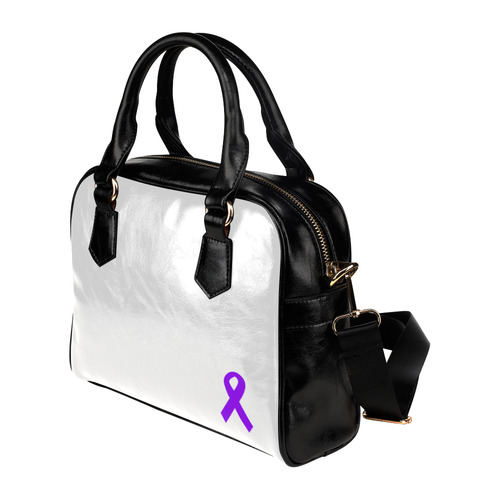 White bag purple ribbon Shoulder Handbag (Model 1634)