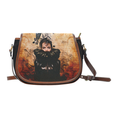 Crow Woman in Modern Times as Spirit Guide Saddle Bag/Small (Model 1649)(Flap Customization)