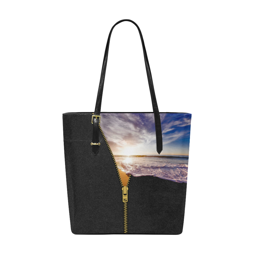 ZIPPER gold Sunset Beach Euramerican Tote Bag/Small (Model 1655)