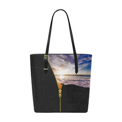ZIPPER gold Sunset Beach Euramerican Tote Bag/Small (Model 1655)