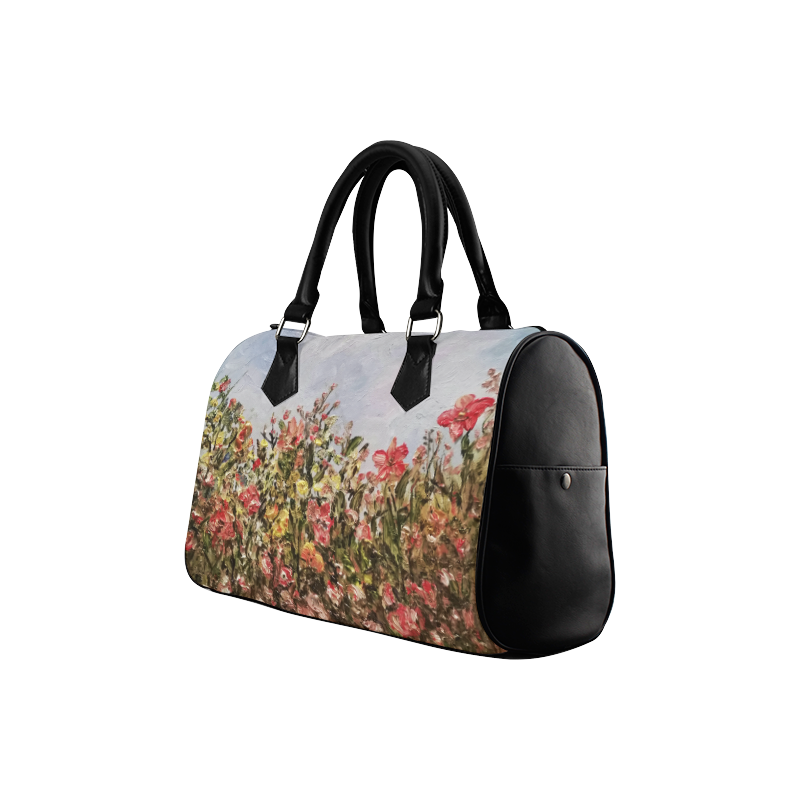 coral floral Boston Handbag (Model 1621)