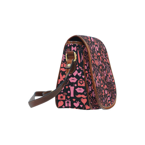 Pink Love Saddle Bag/Small (Model 1649) Full Customization
