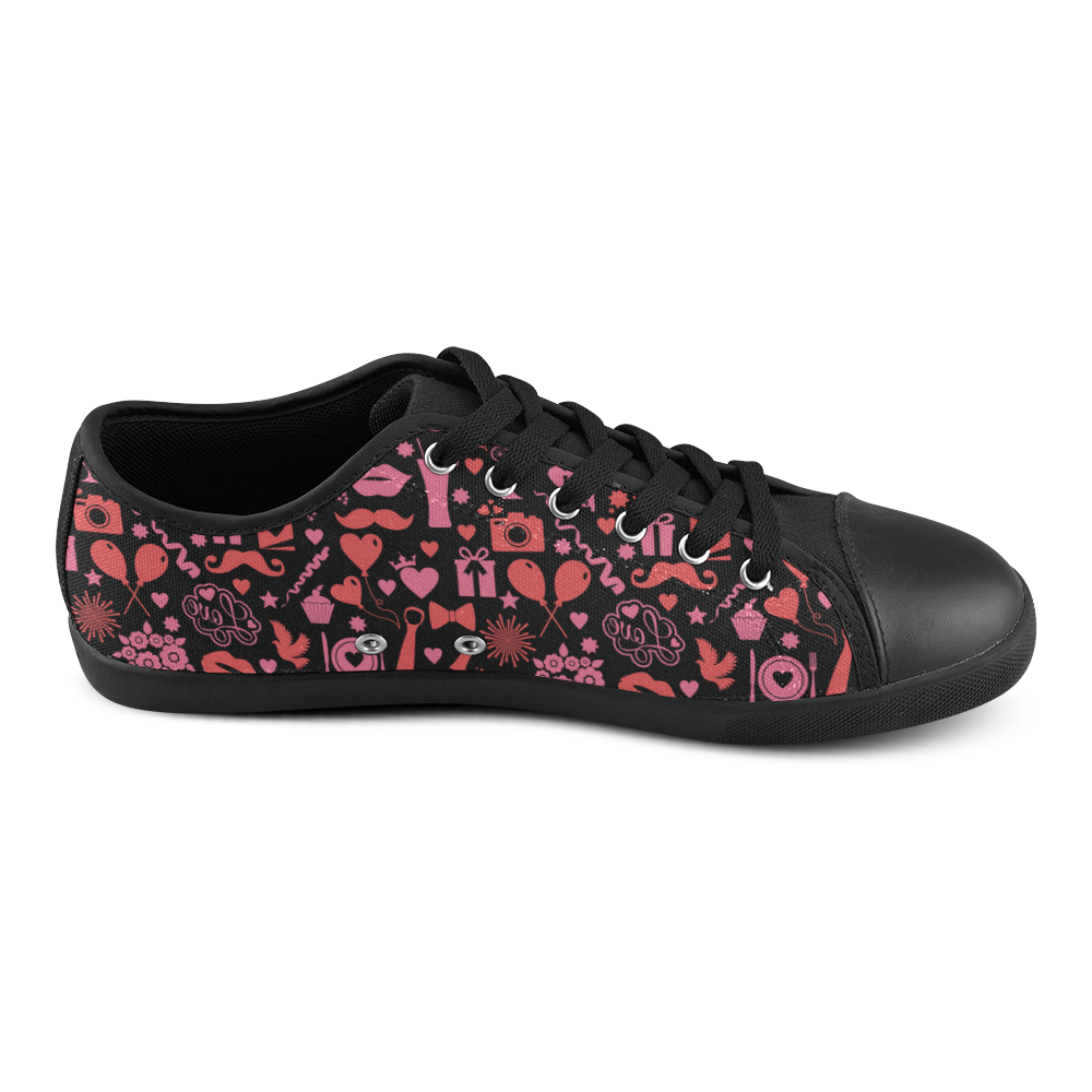 Pink Love Canvas Shoes for Women/Large Size (Model 016)