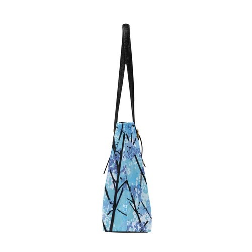 Abstract Geometric Blue Tree Nature Euramerican Tote Bag/Large (Model 1656)