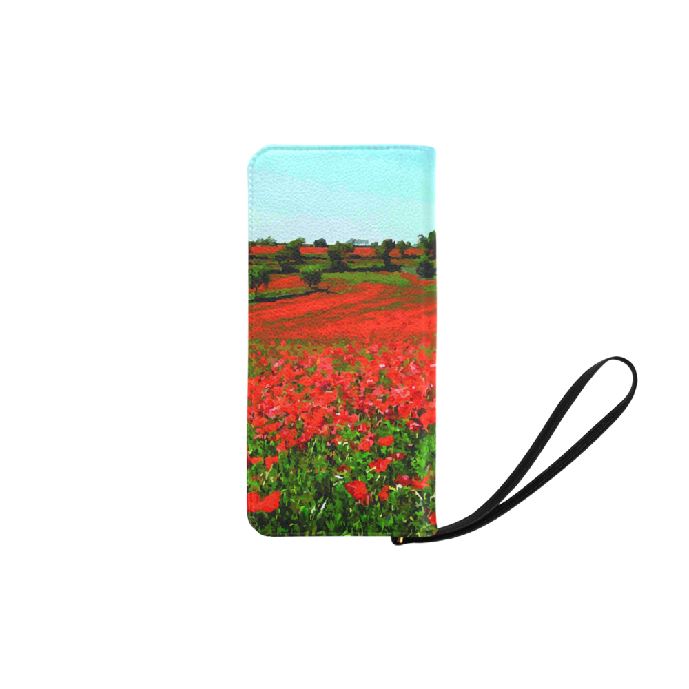 Field With Red Poppies Floral Landscape Women's Clutch Purse (Model 1637)