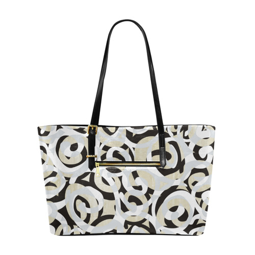 Black White Grey SPIRALS pattern ART Euramerican Tote Bag/Large (Model 1656)