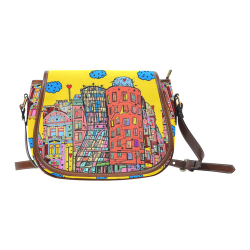 Dancing House Prague by Nico Bielow Saddle Bag/Large (Model 1649)