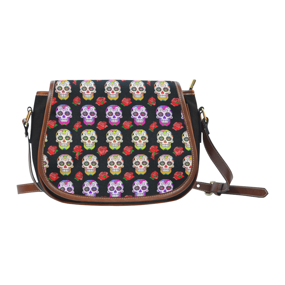 Muertos Skull by Popart Lover Saddle Bag/Small (Model 1649)(Flap Customization)