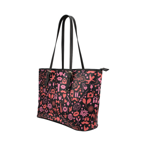 Pink Love Leather Tote Bag/Small (Model 1651)