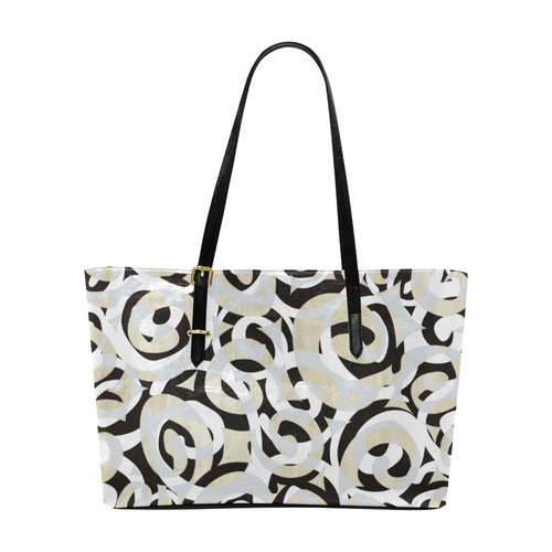 Black White Grey SPIRALS pattern ART Euramerican Tote Bag/Large (Model 1656)