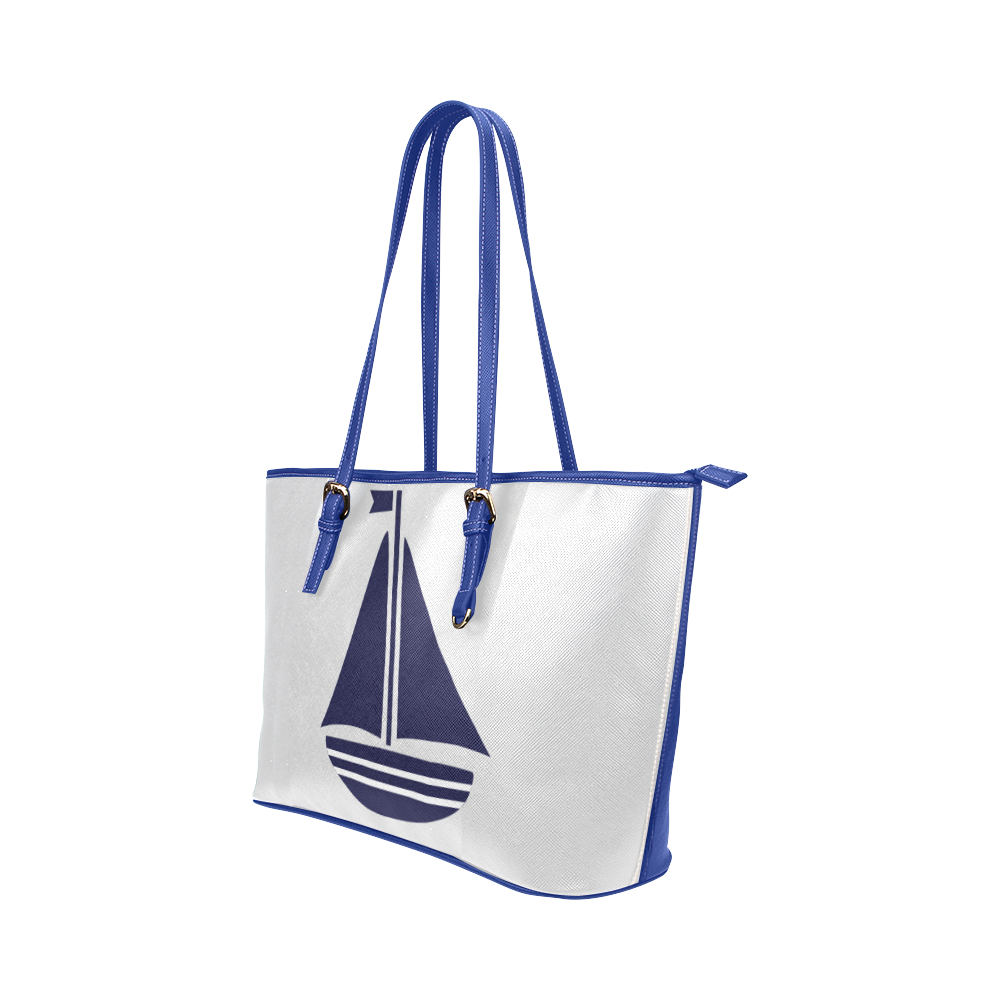 Sailboat Leather Tote Bag/Small (Model 1651) | ID: D1171264