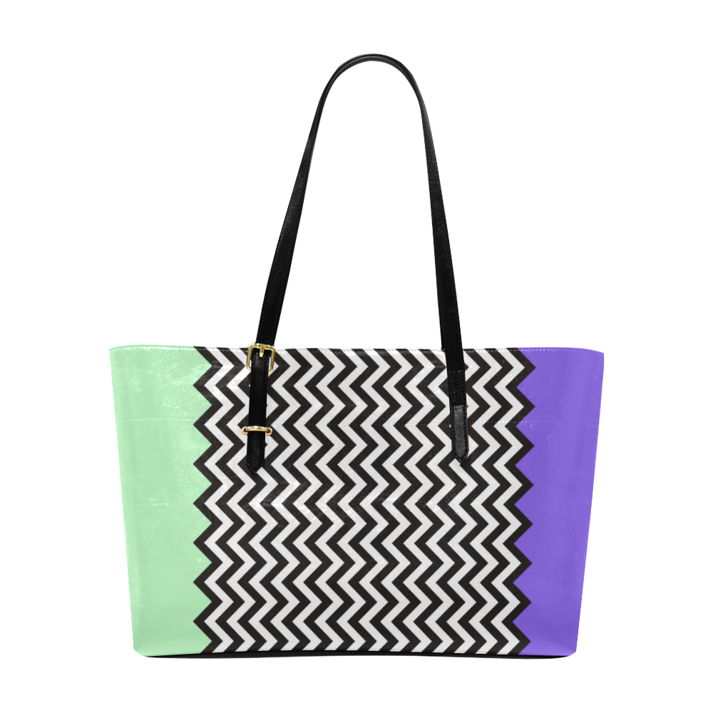 HIPSTER zigzag chevron pattern black & white Euramerican Tote Bag/Large (Model 1656)