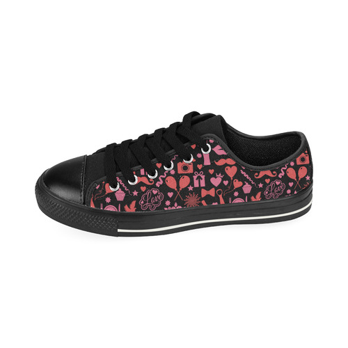 Pink Love Canvas Women's Shoes/Large Size (Model 018)