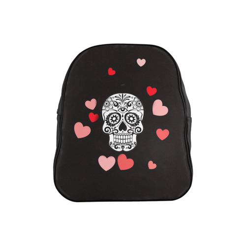 skull with hearts School Backpack (Model 1601)(Small)