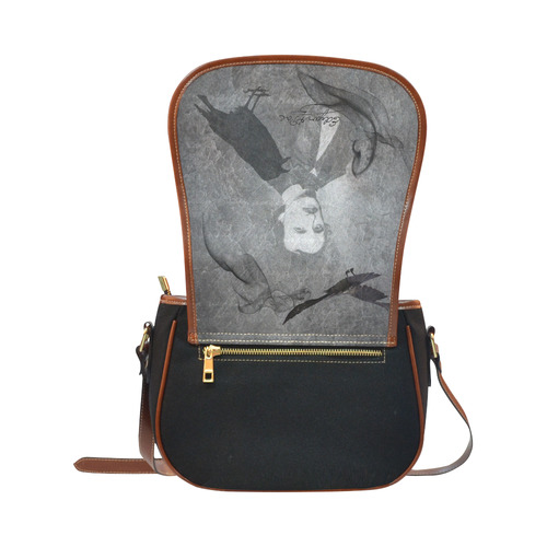E.A. Poe - The Raven Vintage Collage Saddle Bag/Small (Model 1649)(Flap Customization)